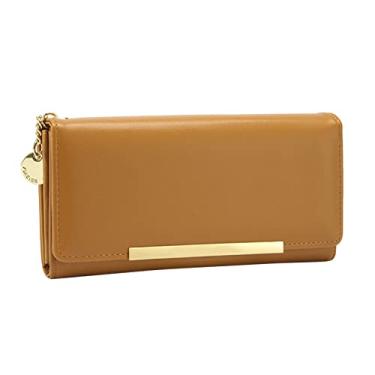 Imagem de Carteira feminina moda novo padrão bolsa sólida simples carteira longa moda conveniente para meu homem carteira (amarelo, tamanho único)