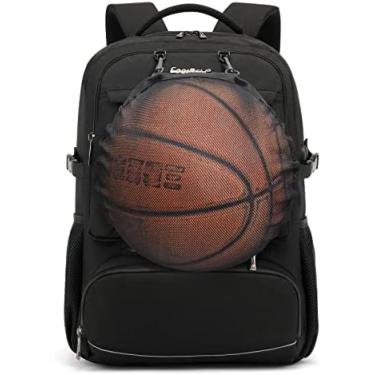 Imagem de Mochila De Basquete, Bolsa De Basquete À Prova D'água, Mochila Escolar Para Adolescentes, Mochila Multifuncional, Mochila Esportiva Com Porta De Carregamento USB Para Fone De Ouvido, Preto,Constru