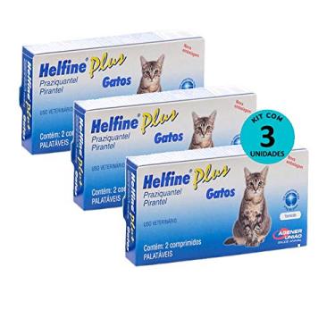 Imagem de Kit 3 Vermífugo Helfine Plus Gatos Agener c/ 2 Comprimidos