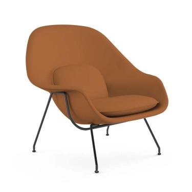 Imagem de Poltrona Womb Chair Sem Puff Base Preta Sintético Caramelo Cor Amarelo