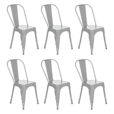 Imagem de Kit 6 Cadeiras Iron Tolix Design Industrial Cozinha Bar Prata Prata