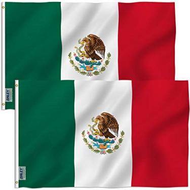 Imagem de ANLEY Pacote de 2 Fly Breeze 3x5 Foot Bandeira do México - Cor vívida e resistente ao desbotamento UV - Cabeçalho de lona e costura dupla - Bandeiras nacionais MX mexicanas de poliéster