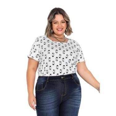 Imagem de Blusa Plus Size Onça T-Shirt Bata Larguinha B2 - Marguerite