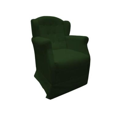 Imagem de Poltrona Cadeira De Amamentação Com Balanço Manu Suede Verde Mz Decor