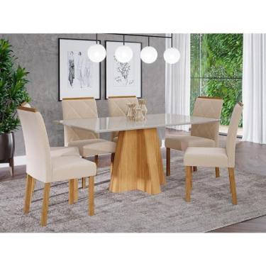 Imagem de Mesa para Sala de Jantar Patricia 160 cm com 6 Cadeiras Fernanda Cimol Nature/off White/madeira/nude