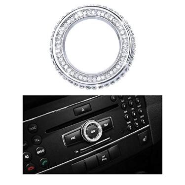 Imagem de 1797 Tampa de botão de volume compatível para acessórios Mercedes Benz peças Bling W204 W213 C117 C E CLA GLA GLE Class capas de controle de mídia adesivos decorações interiores AMG mulheres homens cristal prata