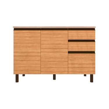 Imagem de Balcão Bartira Cristal MDP 15mm com 2 Portas, 3 Gavetas e 1 Prateleira - 120,1cm de largura