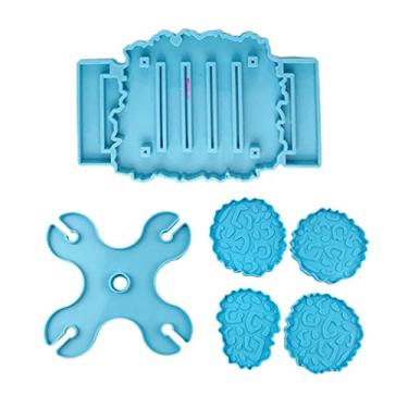 Imagem de 6 pçs/conjunto rack de vinho epóxi resina molde suporte copo silicone diy artesanato artesanal decoração de casa ferramenta de fundição letras