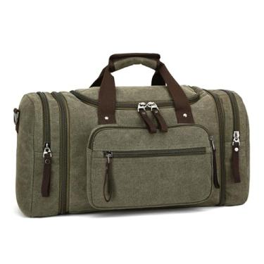 Imagem de Letuwj Bolsa de viagem ao ar livre mochila tiracolo de lona de mão grande capacidade, Verde militar, 53*30*25cm