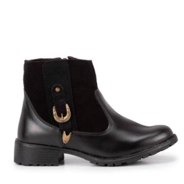 Imagem de Coturno Feminino Bota Salto Montaria Casual Preto Com Ziper