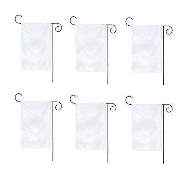 Imagem de Flaglink 6 peças de bandeira branca sólida de jardim 30,48 x 45,72 cm - Verdadeiro lado duplo - Preto no bloco de luz e espelhamento - Parece cinza claro - Bandeiras simples DIY - Bandeiras decorativas de quintal ao ar livre para sublimação HTV Custom Garden Yard Decor
