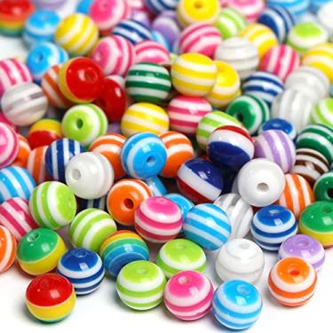 Imagem de Xeahung 150 peças de contas de acrílico arco-íris para fazer joias contas soltas redondas berloques de mármore para pulseiras, brinco, colar, anéis, adultos, miçangas, projetos de artesanato,