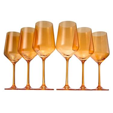 Imagem de Conjunto de taças de vinho coloridas, conjunto de 6 copos de 350 ml, haste alta estilo italiano exclusivo para vinho branco e tinto, água, copos de Margarita, copo colorido, presente, copos virais