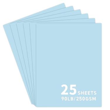 Imagem de 25 folhas de papel cartolina azul claro, cartolina de 21 x 25 cm para Cricut, papel grosso para fazer cartões, scrapbooking, artesanato 40,8 kg / 250 g/m² (azul claro)..
