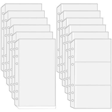 Imagem de 12 peças de bolsos para fichário A6, 6 bolsos para fichário, mangas para cartões, bolsos de PVC à prova d'água, envelopes transparentes para dinheiro, bolsa de fichário transparente sem zíper para proteger suas notas fiscais cupons outros widgets