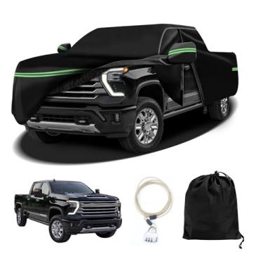 Imagem de Capa para carro com proteção para todos os climas, capa completa para carro 210T de 6 camadas com tira refletiva, compatível com Chevrolet Silverado 1500 2018-2023, com trava de combinação e bolsa de armazenamento grande