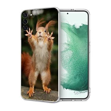Imagem de Capa projetada para Samsung Galaxy S22, capa de telefone de TPU de animal engraçado de esquilo fofo para meninas mulheres homens, capa protetora legal estética moderna capa transparente