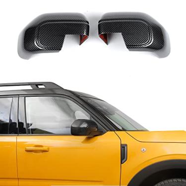 Imagem de Jeliker Capa para espelho lateral Bronco Sport com acabamento em fibra de carbono acessórios decorativos externos para Bronco Sport 2021 2022 Up (apenas para versão esportiva) 2 peças