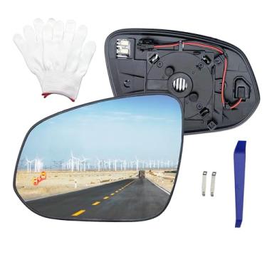 Imagem de MENGYUCAR Substituição de vidro do espelho do lado direito do passageiro para Toyota RAV4, Toyota Tacoma, acessórios com aquecimento elétrico e ponto cego, espelhos de caminhão