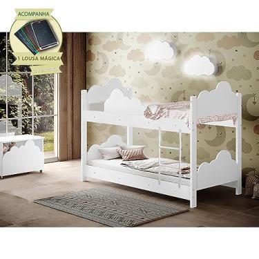 Imagem de Beliche Infantil Montessoriana Marina Nuvem Juvenil - Branco Incluso Lousa Mágica