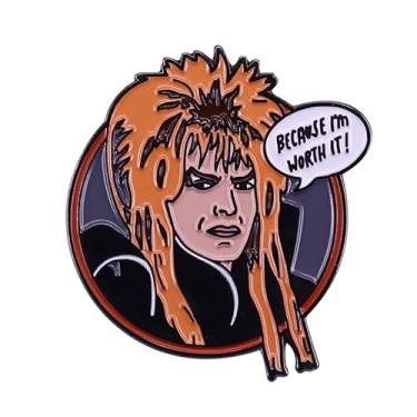 Imagem de Broche esmaltado de lapela Jareth The Goblin King Labyrinth Because I'm Worth It 3,6 cm, 1.4 Inches, Esmalte, Esmalte