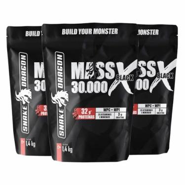 Imagem de Snake Dragon Hipercalórico Mass X Black 30.000 Refil 1,4Kg 724 Kcal + Whey Protein Isolado e Concentrado 25 Vitaminas e Minerais Proteínas (3 Refil (4,2Kg), Cookies and Cream)