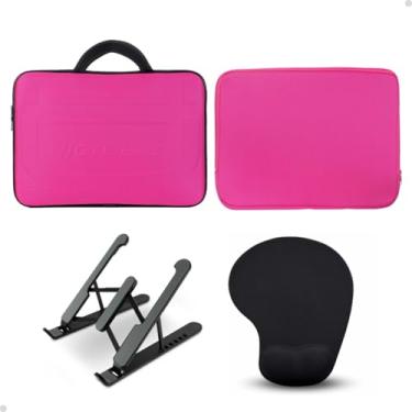 Imagem de Capa Case Notebook Suporte Articulado Mousepad Ergonômico Prático Reforçado (Rosa, 14,1")