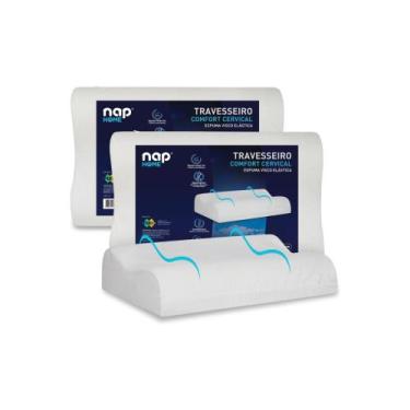Imagem de Kit 2 Travesseiros Nasa Ortopédico Cervical Premium Capa Percal 200 Fi