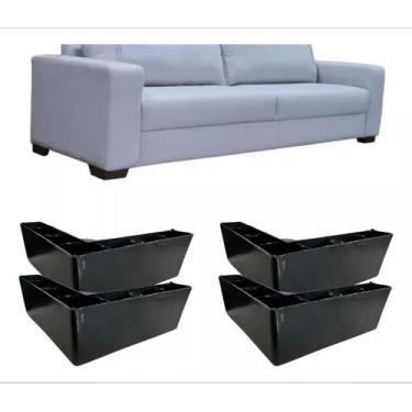 Imagem de Conjunto com 8 Pés Cantoneira Preto de 5cm para Móveis - 3 Furos e Par