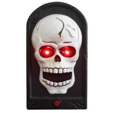 Imagem de Campainha de Halloween Enfeite que Da Susto Caveira Lápide Moldura - C