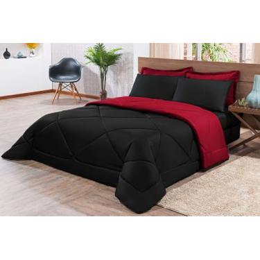 Imagem de Kit Edredom Casal Queen Size 6 Peças Pérola - DAVY ENXOVAIS, Preto/Ver