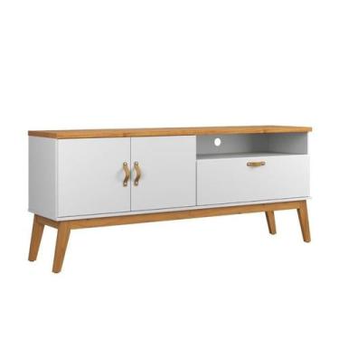 Imagem de Rack / Bancada SI 1.60m Estilo Retrô Para TV Até 60'' Cor Branco / Cin