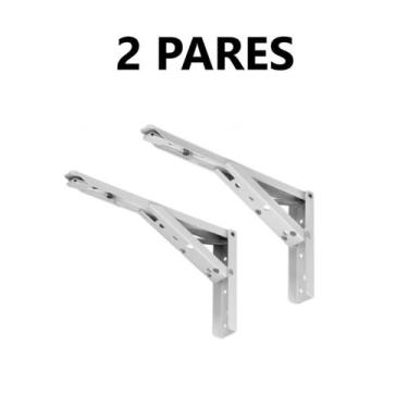 Imagem de 2 Par Suporte Mão Francesa Retrátil Reforçada 35cm Dobrável - Hardt