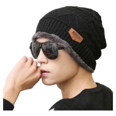 Imagem de Touca De Lã Gorro Forrado Unissex Grossa Térmica Adulto Frio Cor Preto