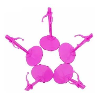 Imagem de Kit Lote 10 Suporte Pink Para Boneca- Compatível com Barbie Monster Hi