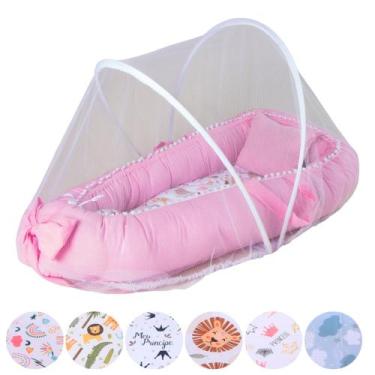 Imagem de Ninho Redutor de Berço com Mosquiteiro Tela Protetora Bebê Menina Meni