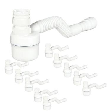 Imagem de Kit 10 Sifão C/copo Universal Ajustável Flexível Branc Tigre