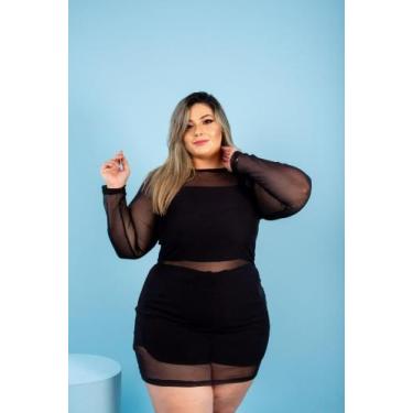 Imagem de Conjunto Com 3 peças Short, Cropped e Vestido em Tule Plus Size - DRAP