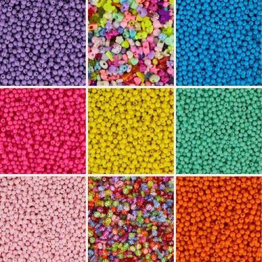 Imagem de Kit Miçangas Coloridas Infantil 1380 Peças+ Fio De Silicone - Anita Re