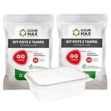Imagem de Kit Potes Descartáveis Marmita Freezer Microondas 1L 48un - Gourmax