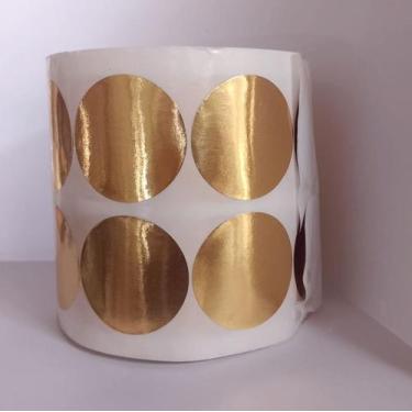 Imagem de Etiqueta adesiva dourada lisa, 4 x 4 cm - chancela - 500 unidades - Te