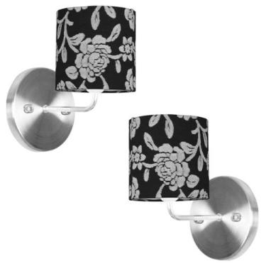 Imagem de Kit 2 Arandela De Cupula Cilíndrica Floral Prata - MARRYLUZ