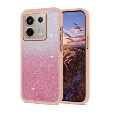 Imagem de Anlalish Compatível com Xiaomi Redmi Note 13 Pro 4G Capa protetora de silicone TPU com glitter, para Xiaomi Poco M6 Pro, capa ultrafina à prova de choque (rosa)
