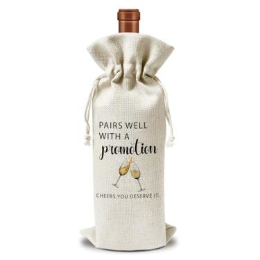 Imagem de Presente promocional para mulheres e homens, saco de presente de vinho, presentes para colegas de trabalho, amigos, chefe, colega, 1 peça bem com uma promoção reutilizável de estopa com cordão, saco
