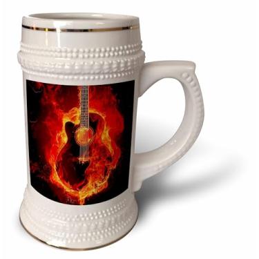 Imagem de 3dRose Caneca Stein Fire Style - guitarra em fogo, 510 g, 623 g, branca