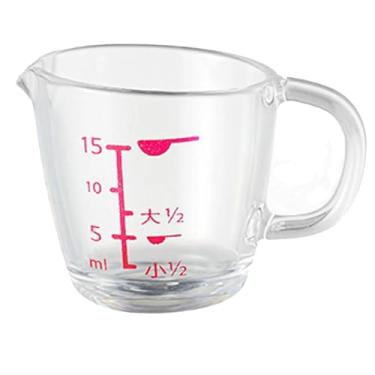 Imagem de Copo de medição de 15 ml, mini copo de medição de plástico transparente com medidas vermelhas, xícara de café transparente simples e ferramentas de medição de leite em pó