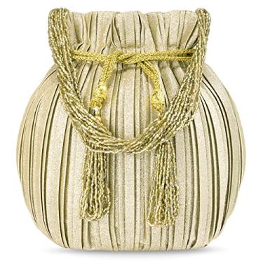 Imagem de Aheli Indian Potli Bags Gift for Women Evening Bag Clutch Ethnic Bride Purse com cordão, Verde, Standard