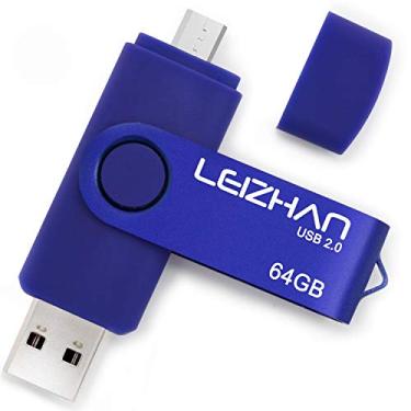 Imagem de LEIZHAN Pen drive micro USB de 64 GB OTG pendrive azul Android Pen Drive USB 2.0 para Samsung Galaxy, Xiaomi, LG, Sony, One-Plus, HTC, Meizu