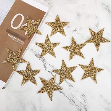 Imagem de Adesivo de Strass Estrela Quente 10 Pçs Adesivo de Strass Com Brilho Aplique Adesivo de Fusão a Quente Faça você Mesmo para Roupas Decoração de Telefone (Ouro)