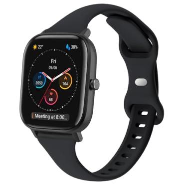 Imagem de TUCOMO Pulseiras de relógio finas de silicone compatíveis com Amazfit Active 2/GTR Mini/GTS 4/4 Mini/3/2/2 Mini/2e/GTS, pulseira esportiva fina e estreita para Amazfit Bip/3 Pro/U Pro